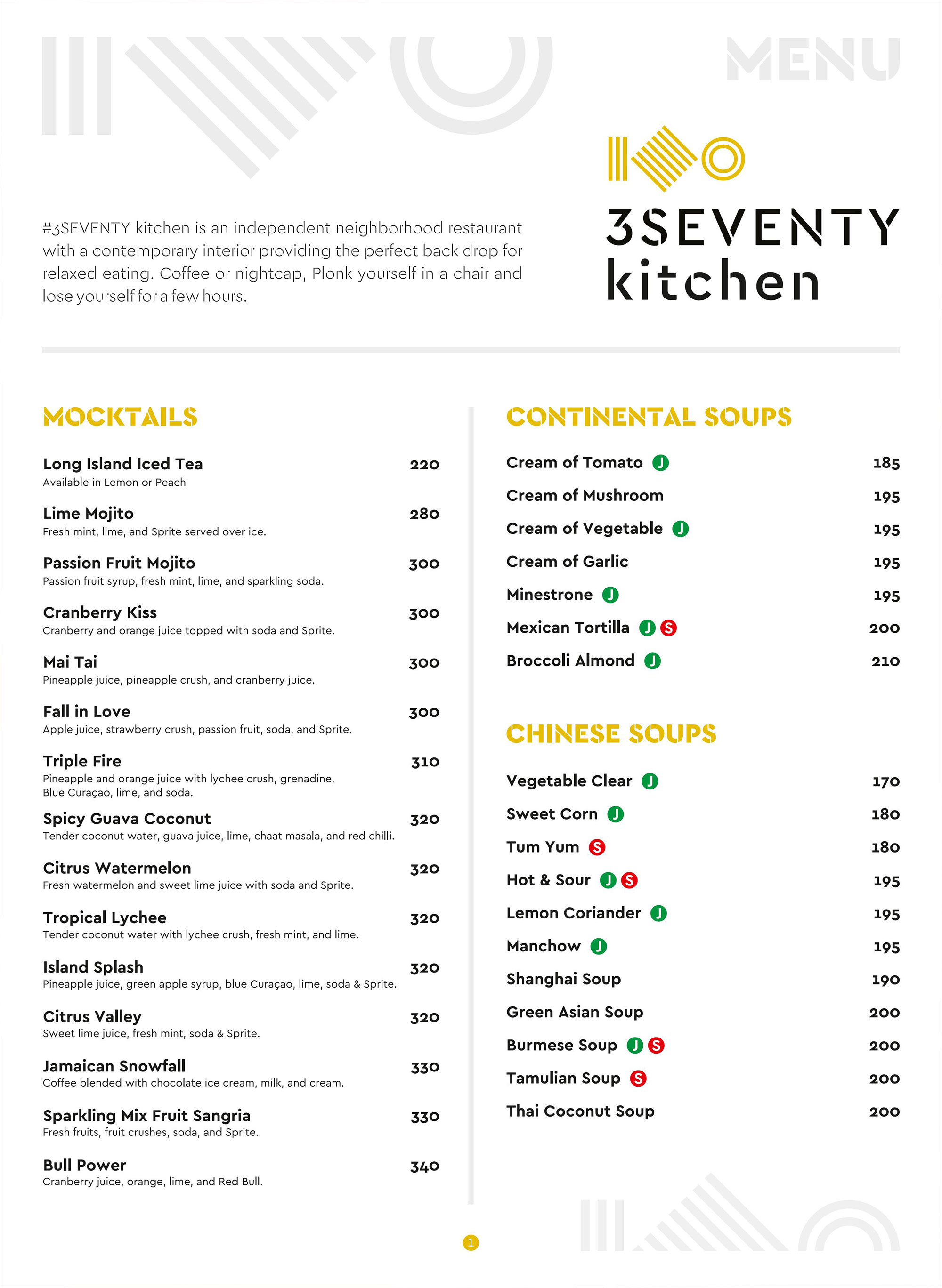 3Seventy Kitchen Regular Menu