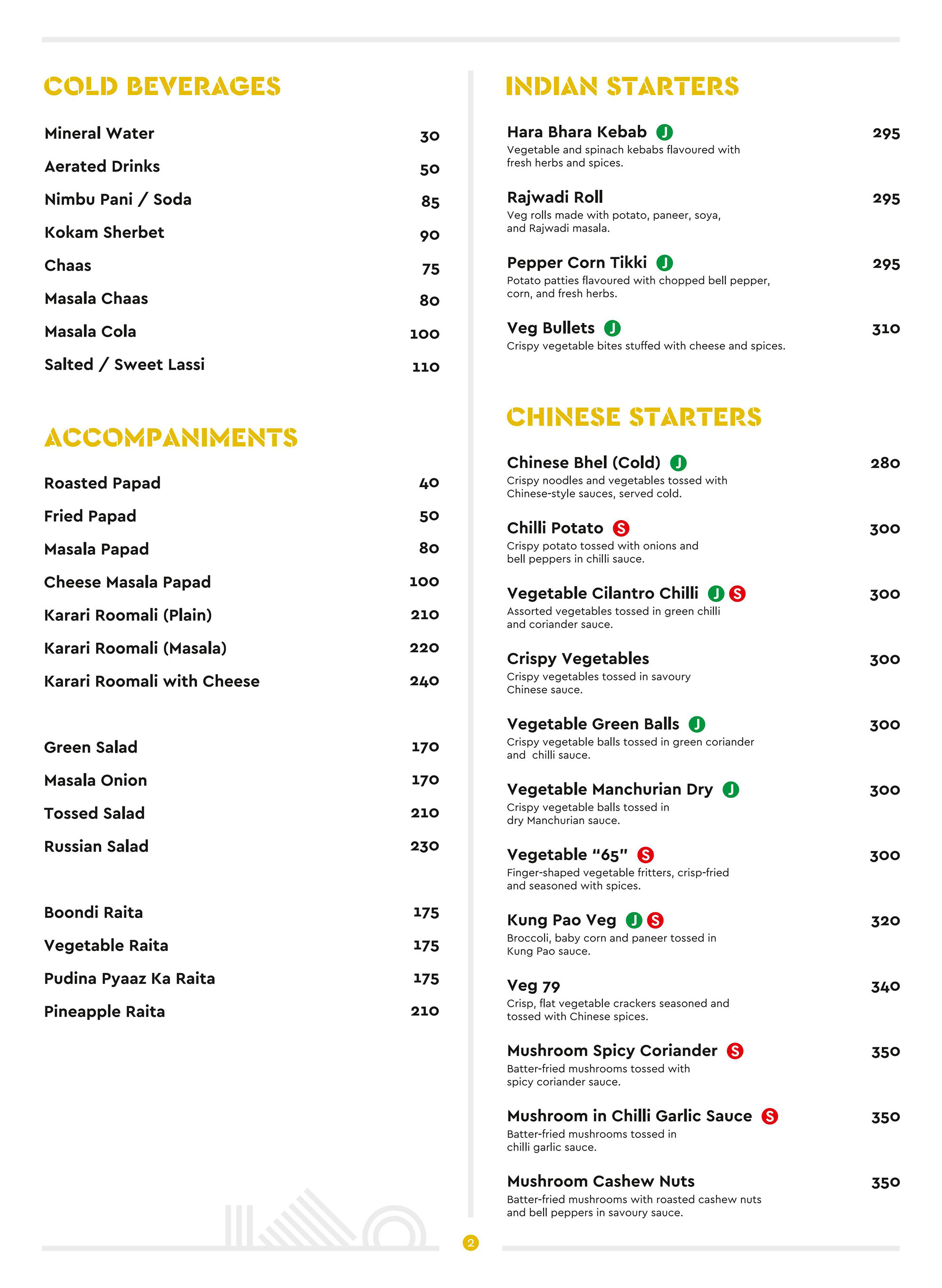 3Seventy Kitchen Regular Menu