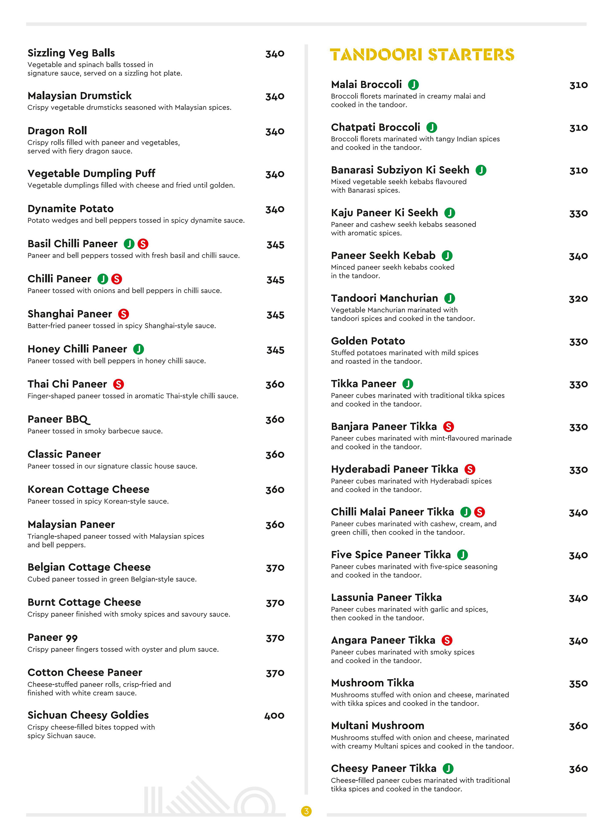 3Seventy Kitchen Regular Menu