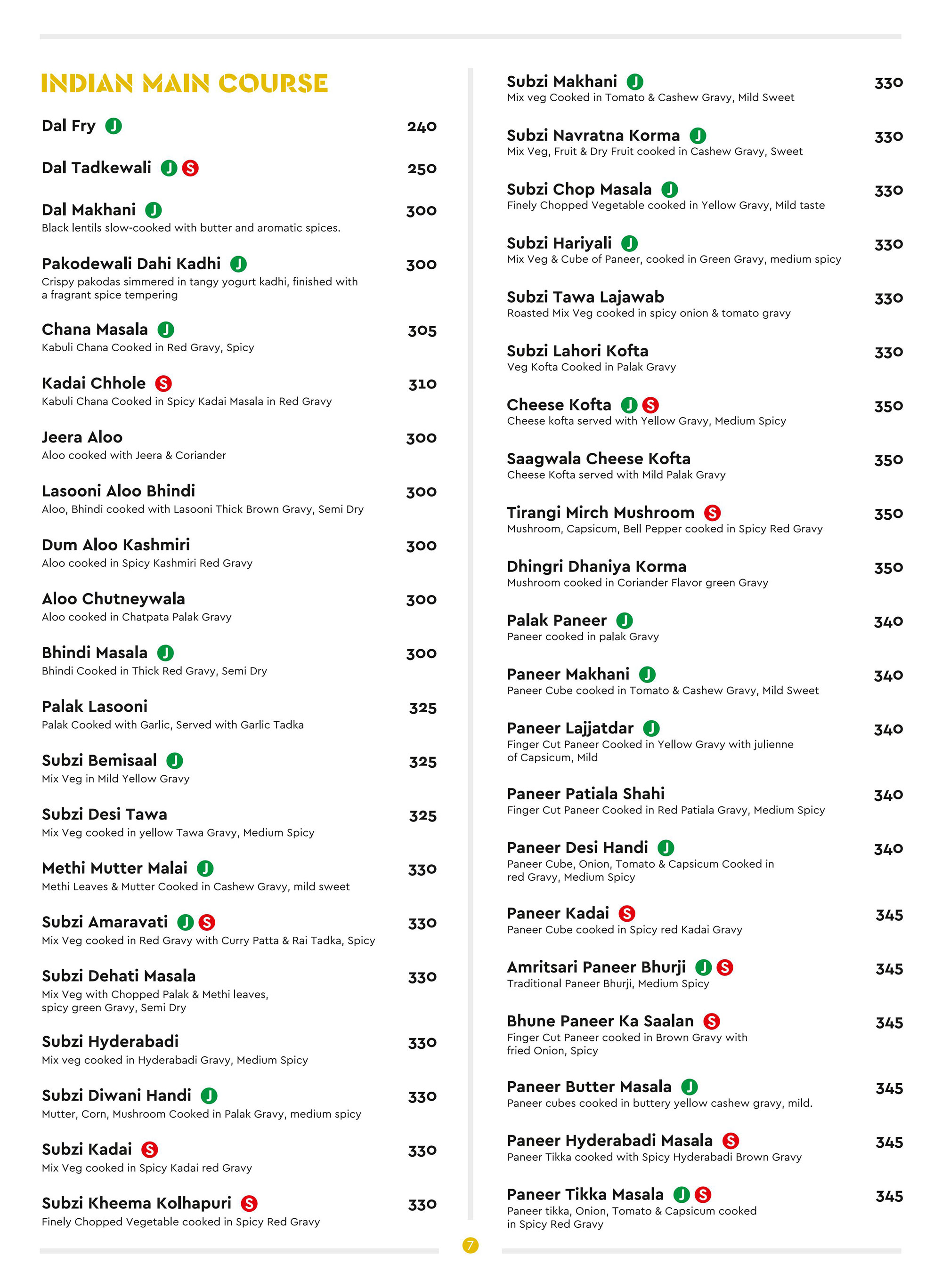 3Seventy Kitchen Regular Menu