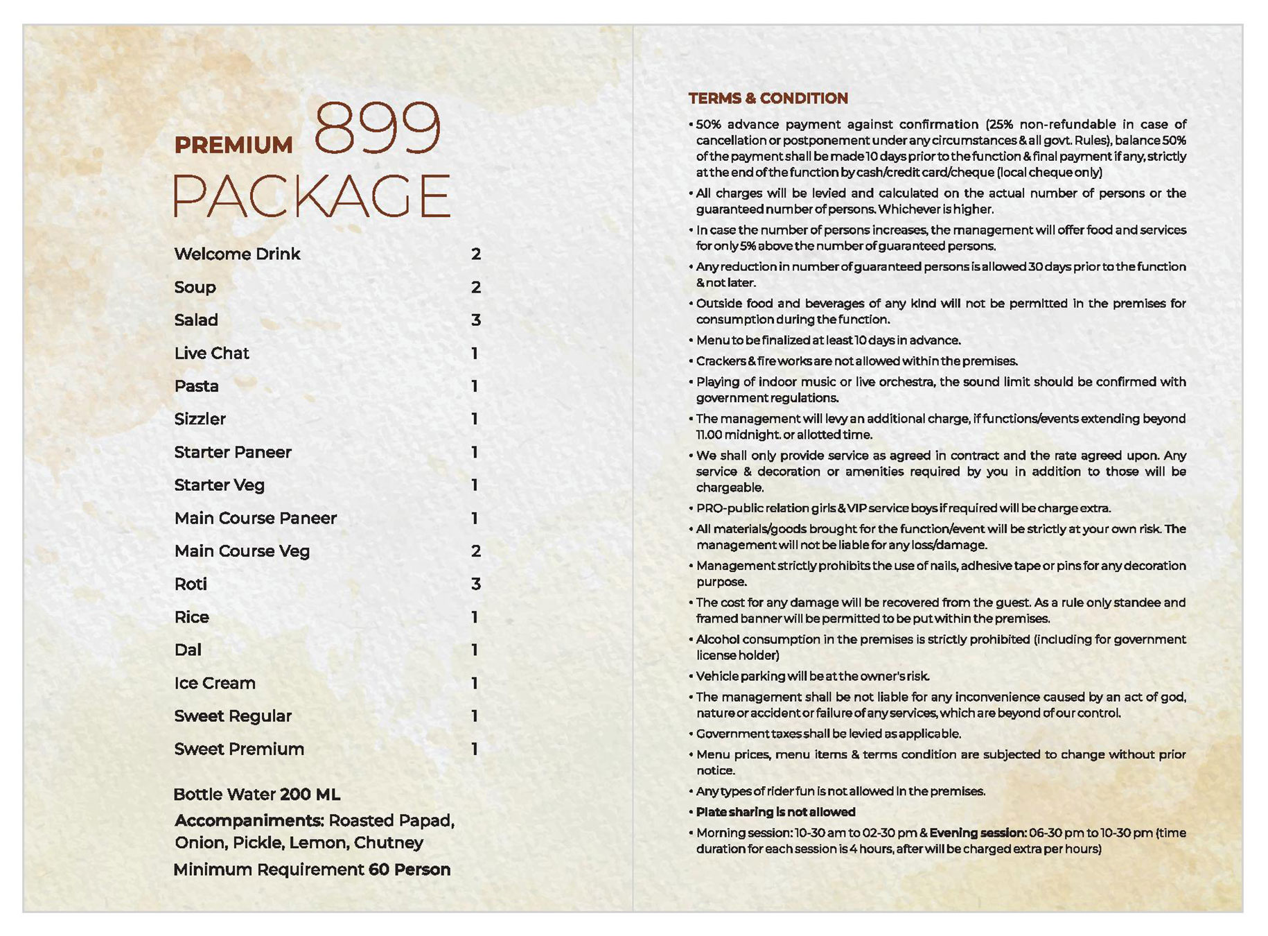 3Seventy Kitchen Party Menu